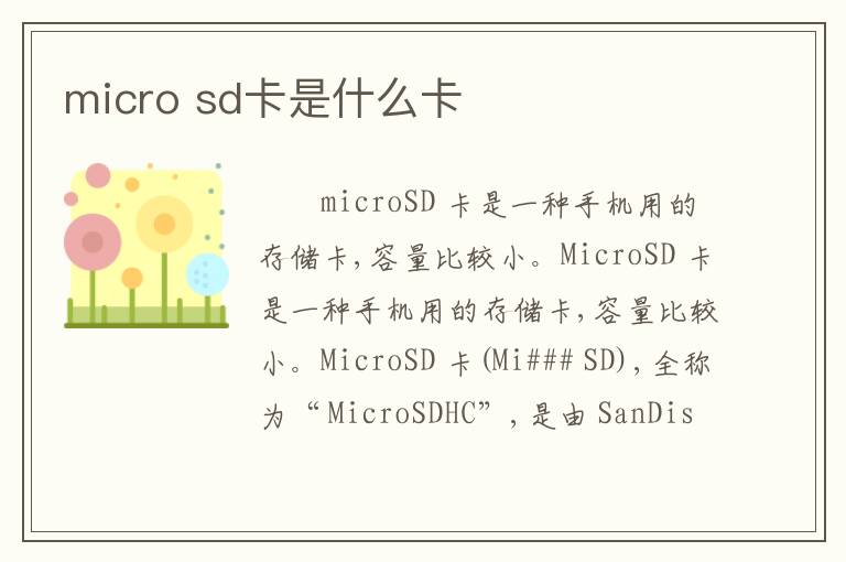 micro sd卡是什么卡