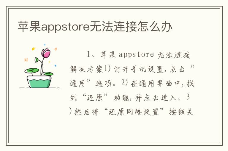 苹果appstore无法连接怎么办