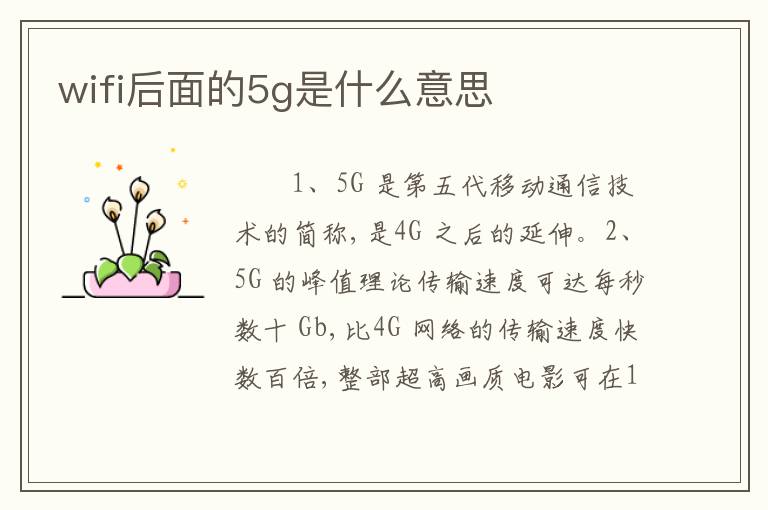 wifi后面的5g是什么意思